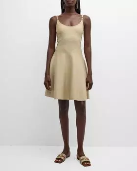 Жаккардовое платье без рукавов металлик Barocco Versace, цвет Light Sand