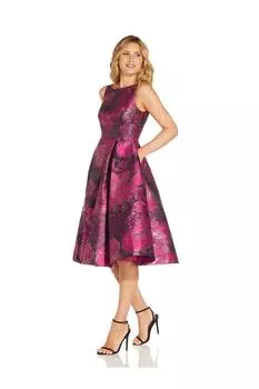Жаккардовое платье чайной длины Adrianna Papell, фиолетовый