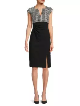 Жаккардовое платье-футляр Ellen Tracy, цвет Black White