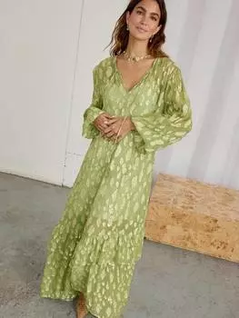 Жаккардовое платье harmony в крапинку Never Fully Dressed, зеленый