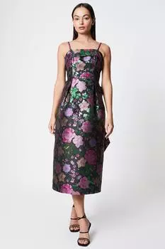 Жаккардовое платье-карандаш без бретелек с бантом на спине Coast, черный