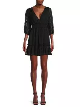 Жаккардовое Платье Lush с присборенной талией, черный