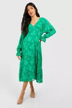 Жаккардовое платье мидакси с V-образным вырезом для беременных boohoo, зеленый