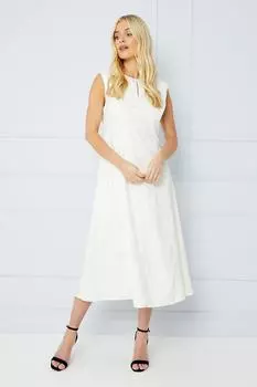 Жаккардовое платье миди без рукавов для миниатюрных случаев Wallis, белый