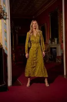 Жаккардовое платье миди на пуговицах Another Sunday, зеленый