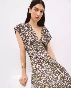 Жаккардовое платье миди с короткими рукавами Tintoretto, белый