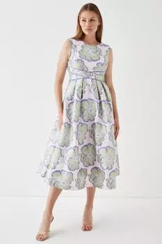 Жаккардовое платье миди с открытой спиной Coast, зеленый