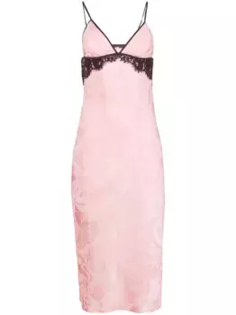 Жаккардовое платье миди с узором пейсли Fleur Du Mal, розовый