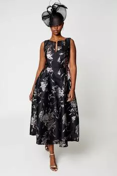 Жаккардовое платье миди с вырезом Notch Coast, черный