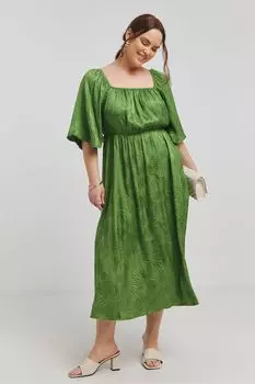 Жаккардовое платье миди с завязками на спине Simply Be, зеленый