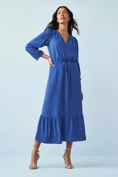 Жаккардовое платье миди с завязкой на талии Next, синий