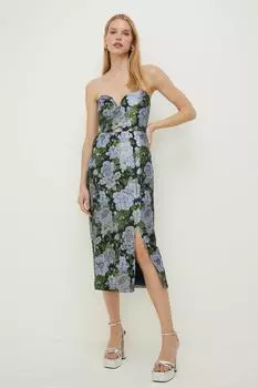 Жаккардовое платье миди строгого кроя в форме сердца Oasis, синий