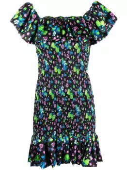 Жаккардовое платье мини Amazing Berries MSGM, черный