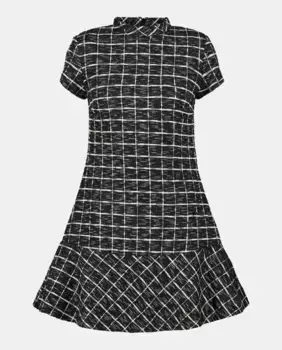 Жаккардовое платье мини Perkins с воротником Easy Wear, черный