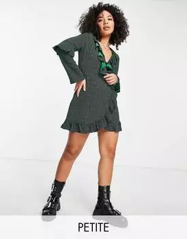 Жаккардовое платье мини с запахом Topshop Petite