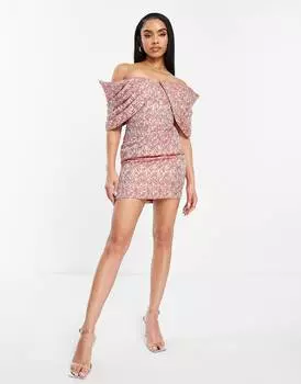 Жаккардовое платье мини со складками и принтом пейсли ASOS LUXE
