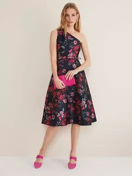 Жаккардовое платье Phase Eight Tasha на одно плечо, темно-синий/разноцветный