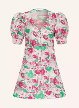 Жаккардовое платье с блестящей пряжей Ganni, зеленый