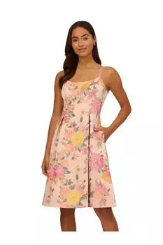 Жаккардовое платье с цветочным принтом Adrianna Papell, мультиколор