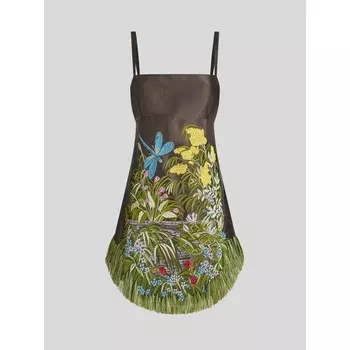 Жаккардовое платье с ландшафтным дизайном Etro, зеленый