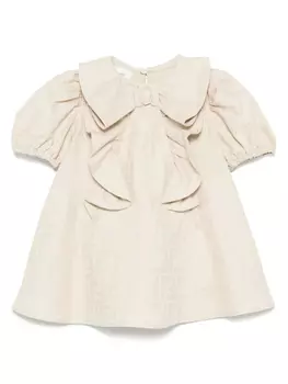 Жаккардовое платье с логотипом FF Fendi Kids, нейтральный