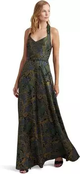 Жаккардовое платье с поясом и лямкой смешанного мотива LAUREN Ralph Lauren, цвет Black/Purple/Multi