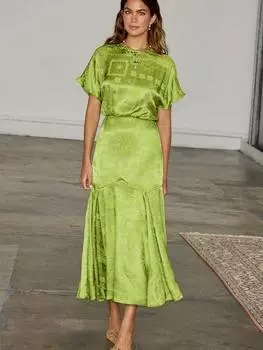 Жаккардовое платье с принтом erin Never Fully Dressed, цвет Lime