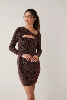 Жаккардовое платье с вырезом и отделкой из блесток Next