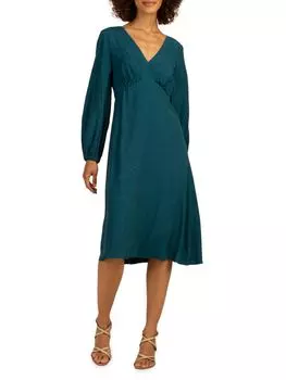 Жаккардовое платье Shanta с V-образным вырезом Trina Turk, цвет Ocean