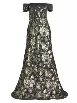 Жаккардовое платье трапециевидной формы с эффектом металлик Rene Ruiz Collection, серебряный