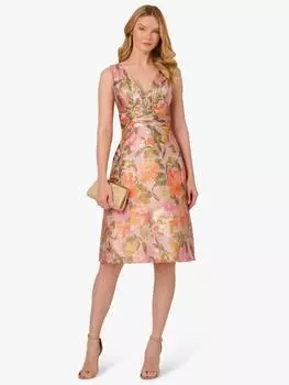 Жаккардовое платье в цветочек Adrianna Papell, цвет Yellow/Orange/Multi