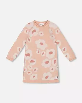 Жаккардовое платье в стиле ретро с цветочным принтом Светло-розовое Deux par Deux