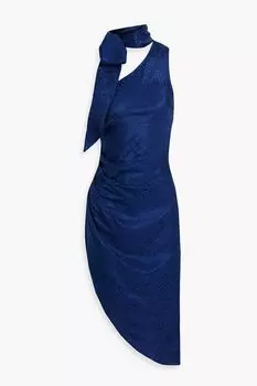 Жаккардовое платье Zoey на одно плечо с леопардовым принтом RONNY KOBO, нави