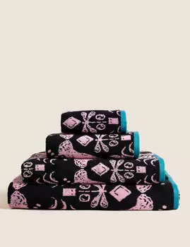 Жаккардовое полотенце из чистого хлопка Marks & Spencer, светло-розовый микс