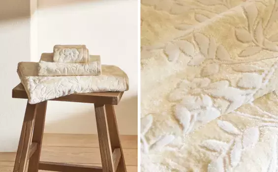 Жаккардовое полотенце с цветочным узором Zara Home, светло-золото