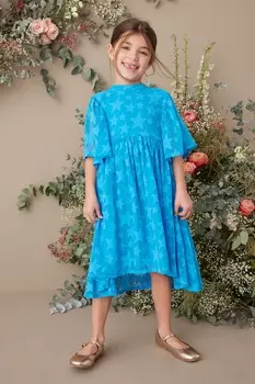 Жаккардовое вечернее платье со звездами (3–16 лет) Next, синий