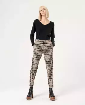 Жаккардовые эластичные прямые женские брюки Surkana, черный