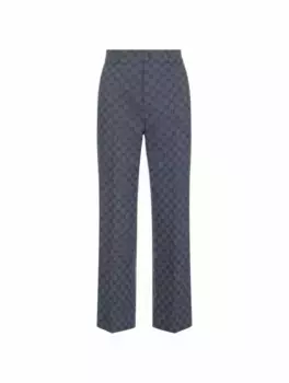 Жаккардовые брюки клеш Gucci, тёмно-синий