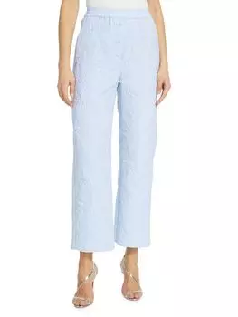 Жаккардовые брюки прямого кроя янтарного цвета Cecile, цвет Mist Blue