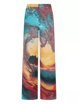 Жаккардовые брюки с узором Roberto Cavalli, синий