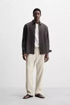 Жаккардовые брюки в полоску ZARA, экрю