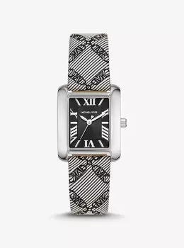 Жаккардовые часы Mini Emery серебристого цвета с логотипом Empire Michael Kors, черный