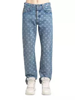 Жаккардовые джинсы прямого кроя с узором пейсли Amiri, цвет perfect indigo