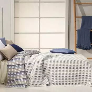 Жаккардовые клетки для одеяла Manterol, синий