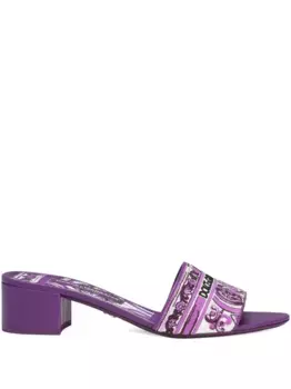 Жаккардовые мюли с узором Majolica DOLCE & GABBANA, фиолетовый