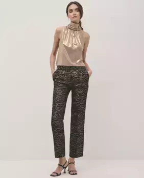 Жаккардовые прямые женские брюки Roberto Verino, черный