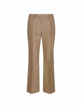 Жаккардовые широкие брюки Gucci, бежевый
