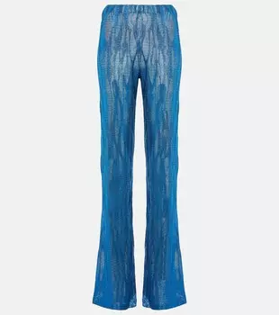Жаккардовые широкие брюки с высокой посадкой Missoni, синий
