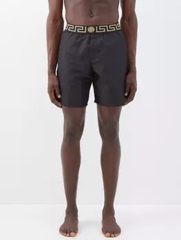 Жаккардовые шорты для плавания с логотипом Versace, черный