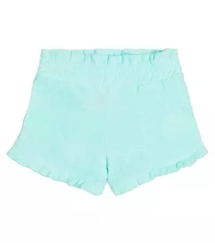 Жаккардовые шорты из хлопковой махровой ткани Vilebrequin Kids, синий